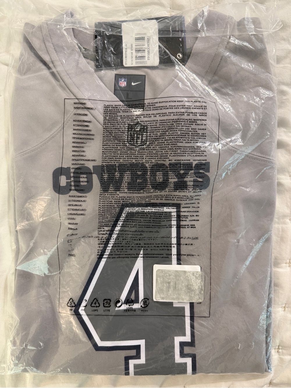 Dak Prescott Dallas Cowboys Nike YOUTH Atmosphere Game Jersey Gray M or L $90.00